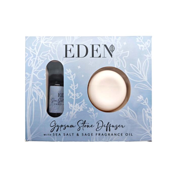 Set Eden - óleo de fragrância e difusor de sal marinho e pedra de gesso com sálvia