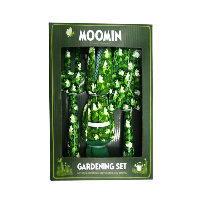 Mumin Conjunto de 3 peças com espátula, garfo e luvas para jardinagem