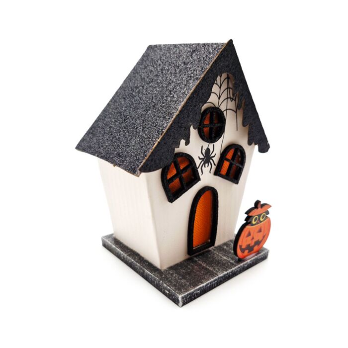 Decoração LED de Halloween Casa abóbora e aranha assustadoras