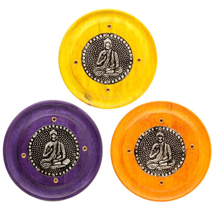 Queimador de Incenso redondo em madeira MANGO - Buda