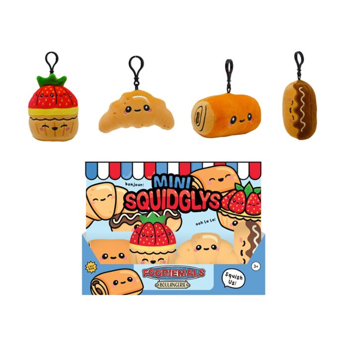 Mini Porta-chaves de pelúcia Squidglys Foodiemals Boulangerie