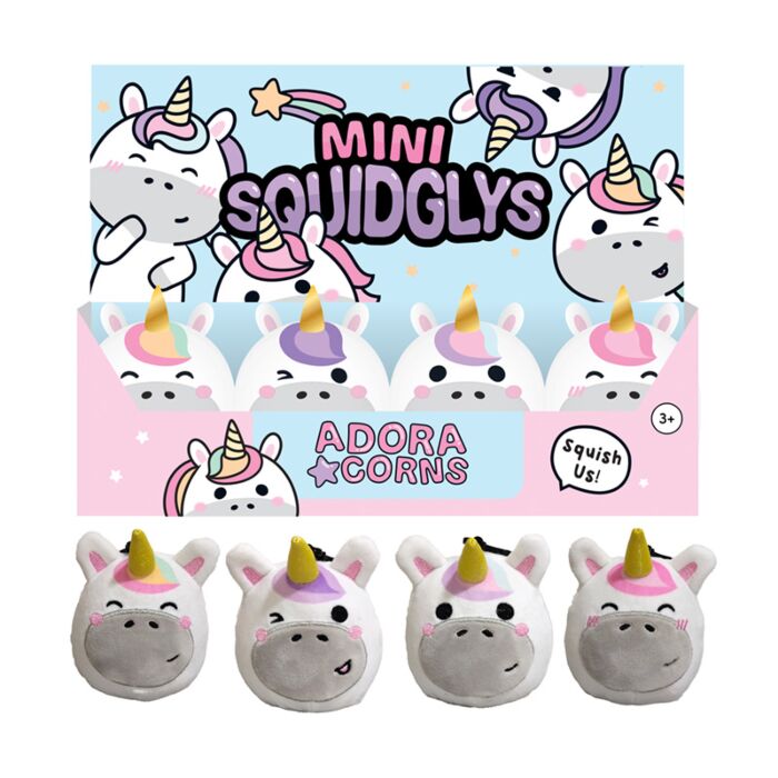 Mini Porta-chaves de pelúcia Squidglys Astra o unicórnio Adoracorns 