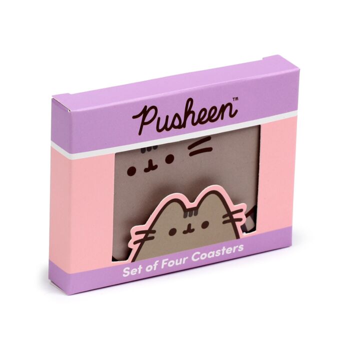 Pusheen - set de 4 bases para copos com forma 