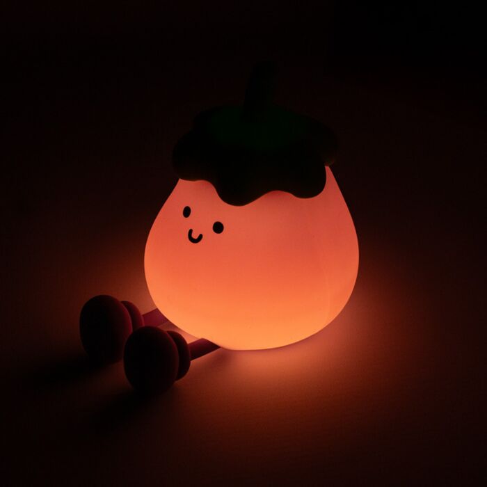 Foodiemals Lâmpada de noite e suporte para telemóvel LED - Beringela