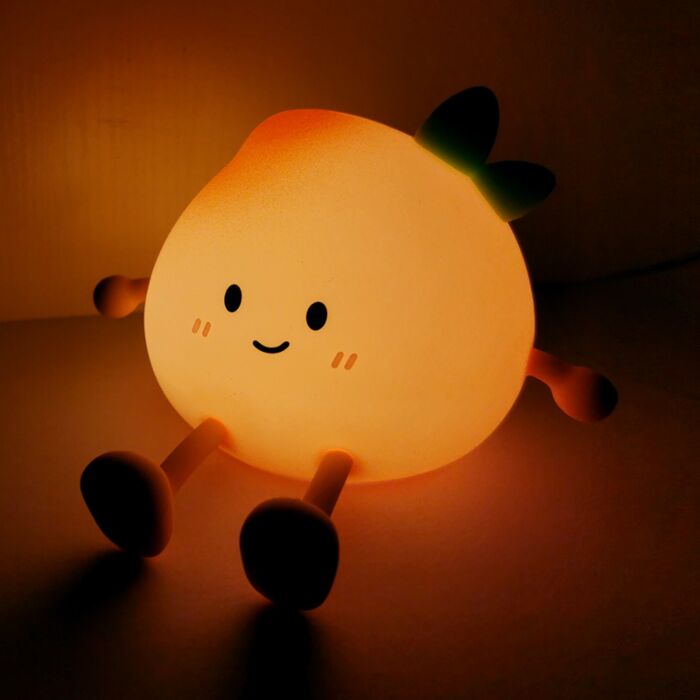 Foodiemals Lâmpada de noite e suporte para telemóvel LED - Pêssego