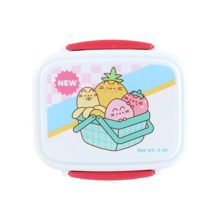 Lancheira Bento com fecho clip e talheres - Pusheen Frutas