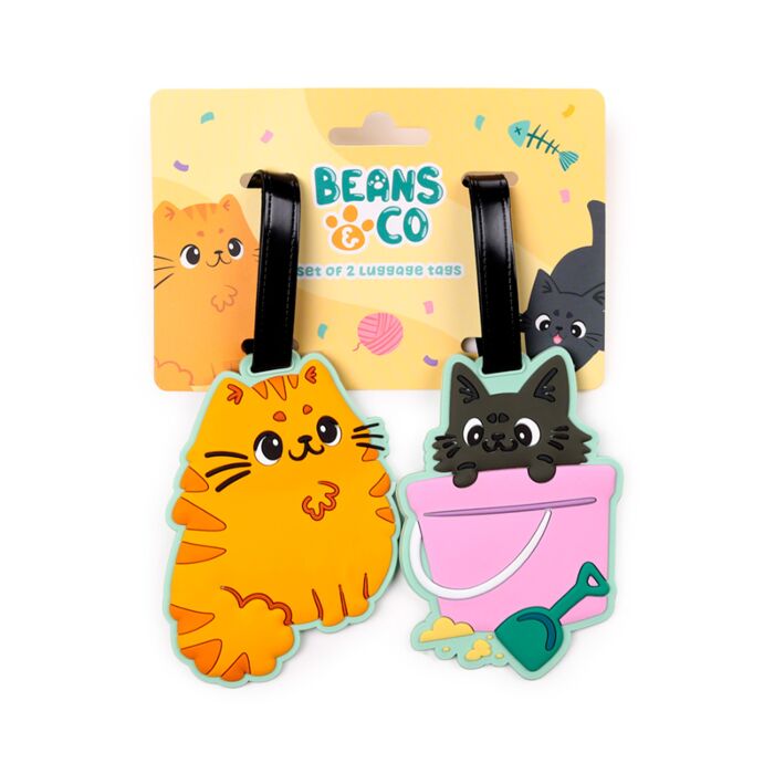 Conjunto de 2 etiquetas de PVC para bagagem Beans & Co Gatos