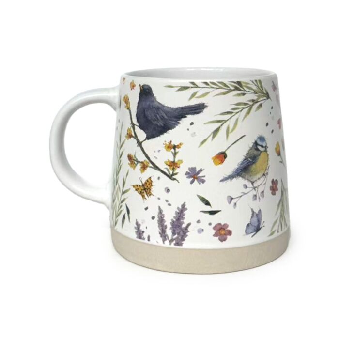 Caneca de grés Jan Pashley asas e flores silvestres afiladas