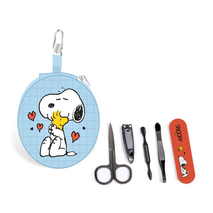 Set de 5 peças de manicure estojo redondo Peanuts Snoopy & Woodstock 