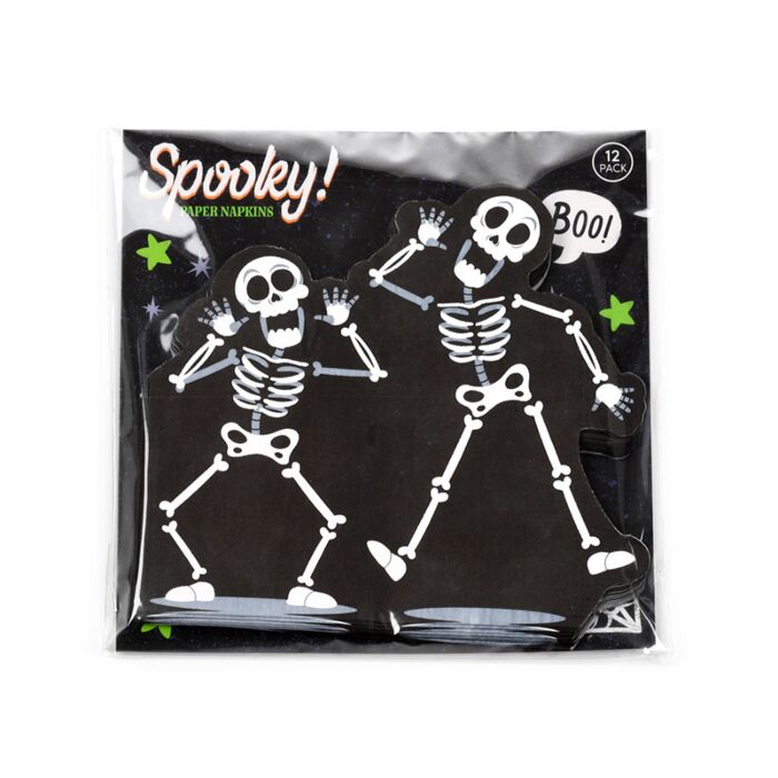 Embalagem de 12 guardanapos de papel 3 camadas Halloween esqueleto