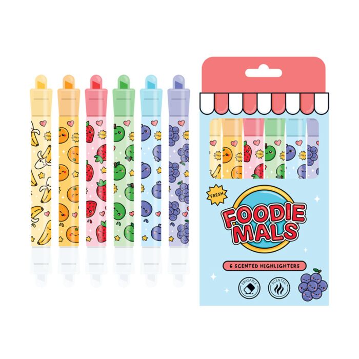 Set de 6 marcadores apagáveis tinta com cheiro - Foodiemals Frutas