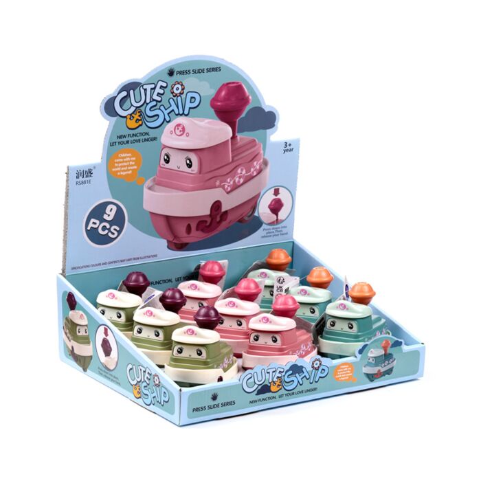 Brinquedo de ação de impulso Navio giro