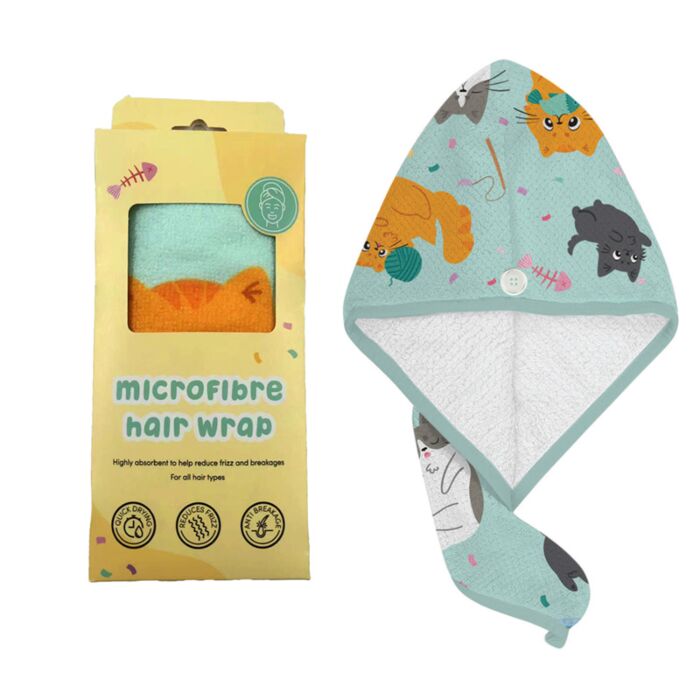 Toalha de microfibra para o cabelo Beans & Co Gatos