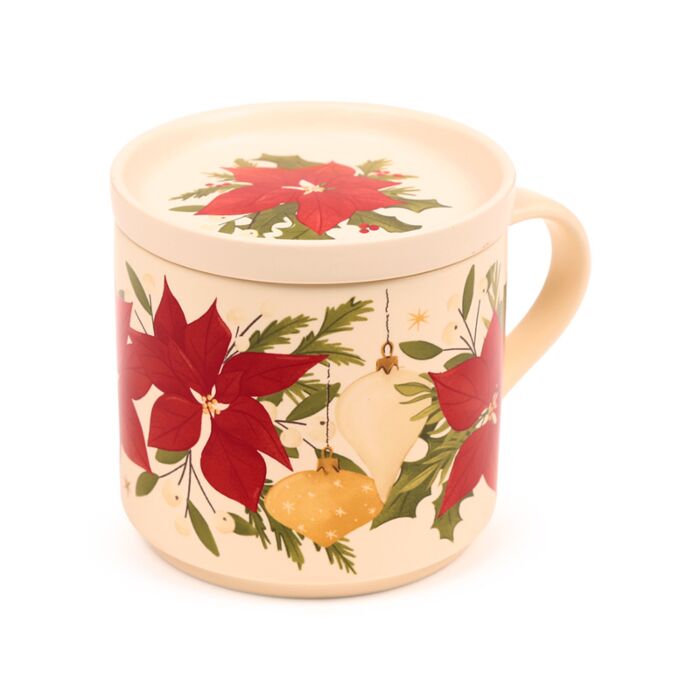 Conjunto de caneca e tampa com base Natal Botánico