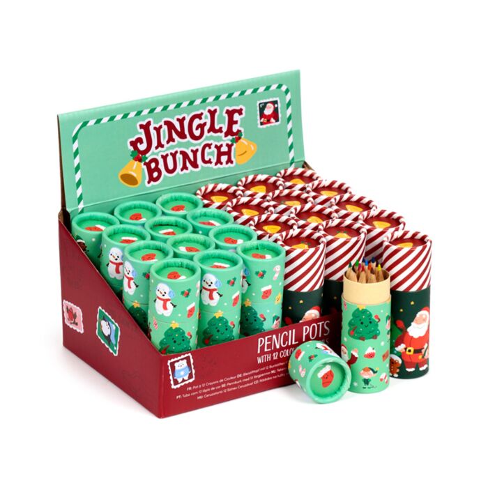 Tubo com 12 lápis de cor - Jingle Bunch Natal