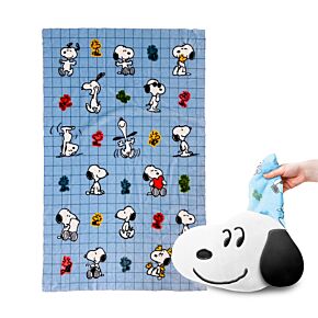 Peluche e cobertor de viagem 2 em 1 Blankeazzz Peanuts Snoopy & Woodstock