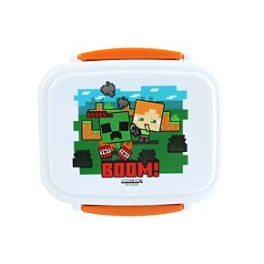 Lancheira Bento com fecho clip e talheres - Minecraft SSS BOOM