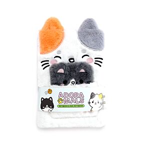 Bloco de notas A5 em pelúcia com bolsa e mini bloco de notas  Adoramals Lola a gata