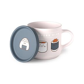 Conjunto de caneca e tampa com base para copos Pusheen the Cat Sushi Lover