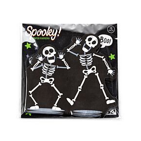 Embalagem de 12 guardanapos de papel 3 camadas Halloween esqueleto