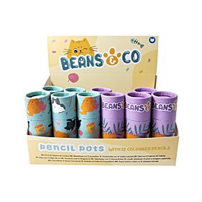 Tubo com 12 lápis de cor Beans & Co Gatos