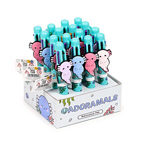 Caneta Multi Cor (6 Cores) com encantos Adoramals Maddie o Axolote