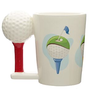 Caneca de Cerâmica com Asa Moldada - Bola de Golfe e Tee