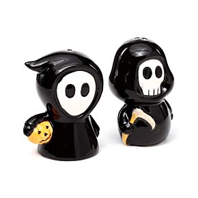 Set de Sal e Pimenta em cerâmica Rapaz Caveira e fantasma