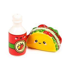 Set de Sal e Pimenta em cerâmica Foodiemals Frida, o taco e o molho picante