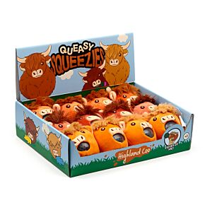 Brinquedo de pelúcia espremível Queasy Squeezies Highland Coo