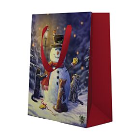 Saco para presentes grande Lisa Parker Boneco de neve e gatos 