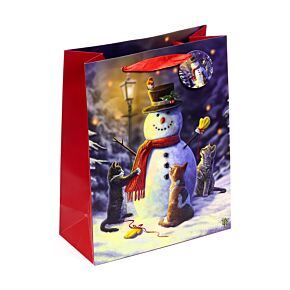 Saco para presentes grande Lisa Parker Boneco de neve e gatos 