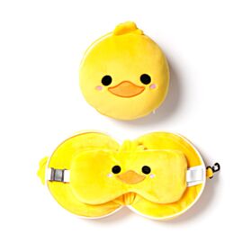 Almofada de Viagem e Máscara de Dormir em Pelúcia Relaxeazzz - Pato