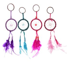 Porta-chaves Mini Caça-sonhos Brilhantes com Penas