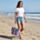 Saco de praia Mandala azul e mini bolsa com fecho
