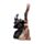 Gato preto bruxo com cabo de vassoura