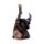 Gato preto bruxo com cabo de vassoura