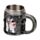 Caneca decorativa medieval com cavaleiro com espada e escudo