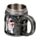 Caneca decorativa medieval com cavaleiro com espada e escudo