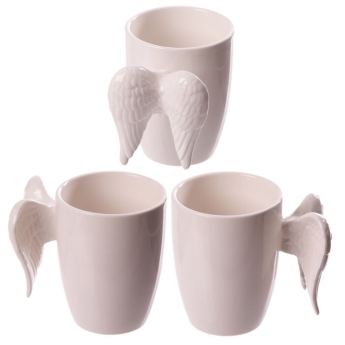 Caneca Branca cerâmica com Asas Brancas