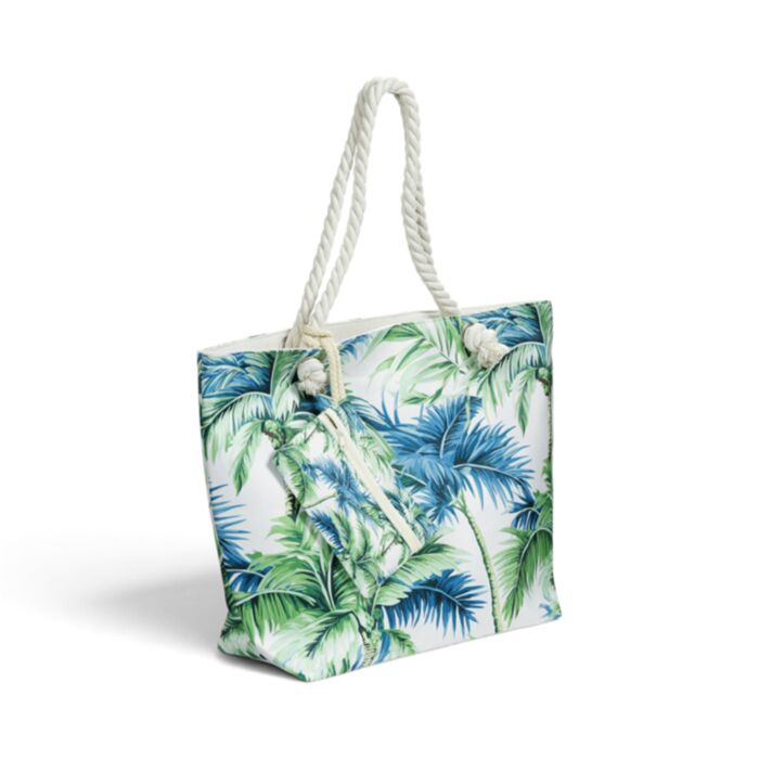 Saco de praia Palmeiras e mini bolsa com fecho