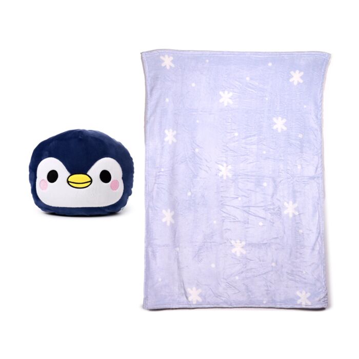 Peluche e cobertor de viagem 2 em 1 Blankeazzz Adoramals Nico o Pinguim