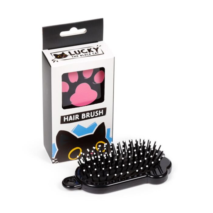 Escova de cabelo em forma de pata Lucky o Gato preto da sorte
