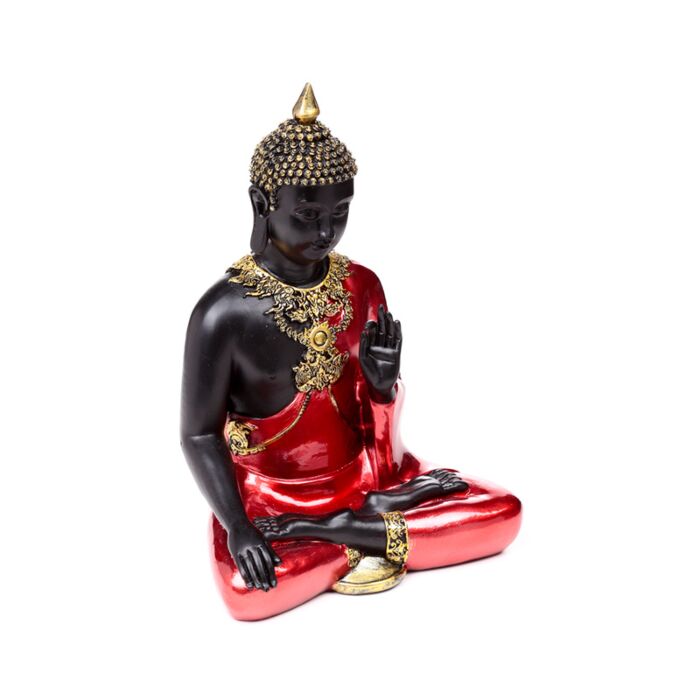 Meditação Buda tailandês vermelho, preto e dourado