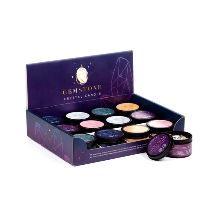 Vela de Cera em lata com pedras preciosas