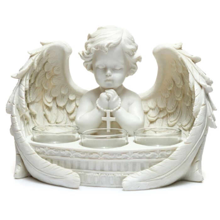 Suporte para velas Querubim branco