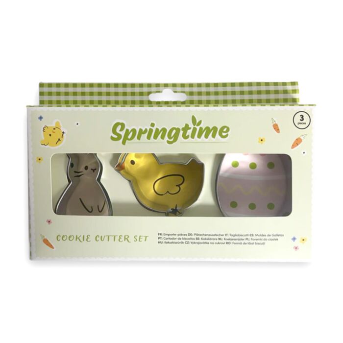 Springtime Conjunto de 3 cortadores de bolachas: Coelhinho, Pintinho e Ovo