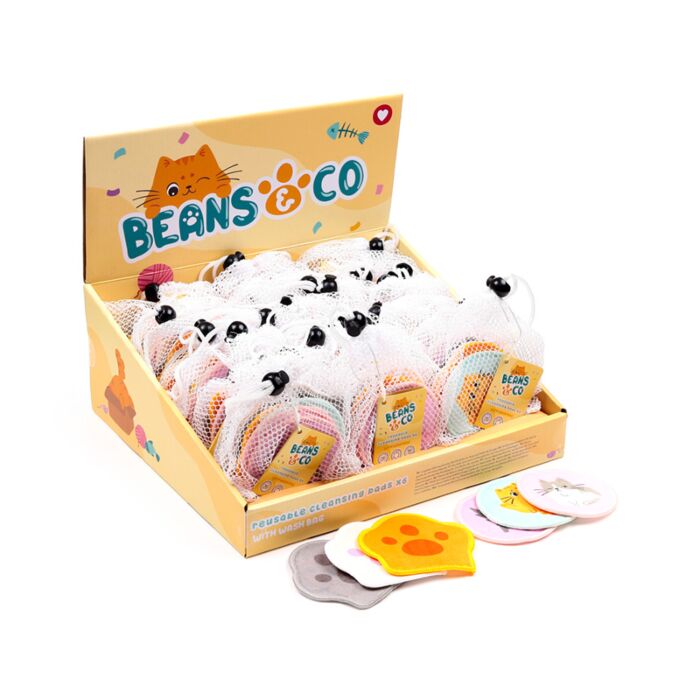 Conjunto de 6 discos de limpeza reutilizáveis Beans & Co Gatos
