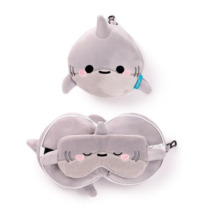 Almofada de Viagem e máscara para dormir Relaxeazzz Adoramals Archie o Tubarão
