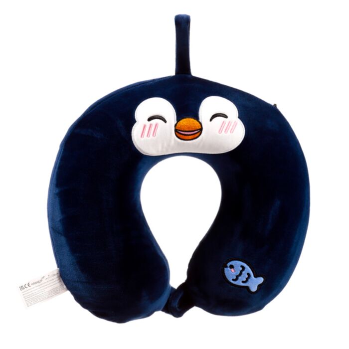 Almofada de Viagem com Memória em Pelúcia Relaxeazzz - Nico o Pinguim